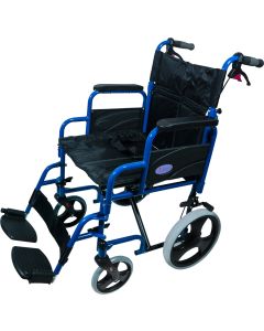 Deluxe Attendant Propelled Steel Wheelchair in Blue2 – Aidapt Model VA169BLUE