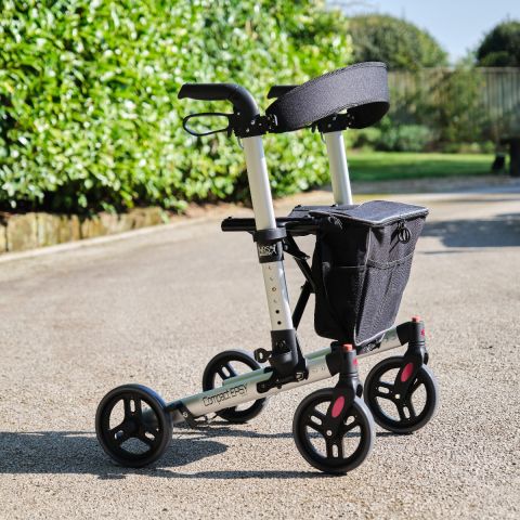 NRS Healthcare Compact Easy Rollator Walker – Lightweight Outdoor Walking Aid, Model M66739
