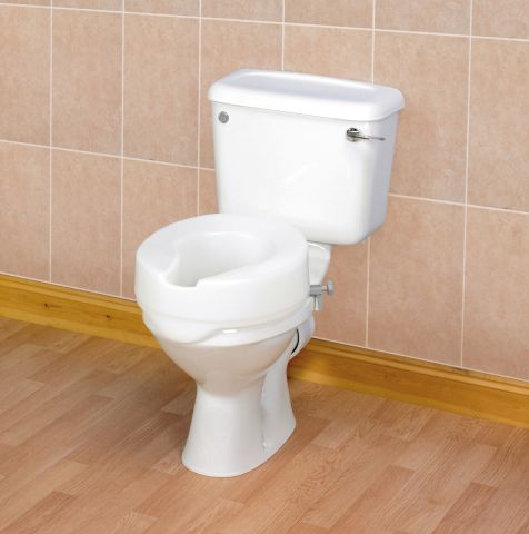Ashby Easyfit Raised Toilet Seat fitted on a toilet