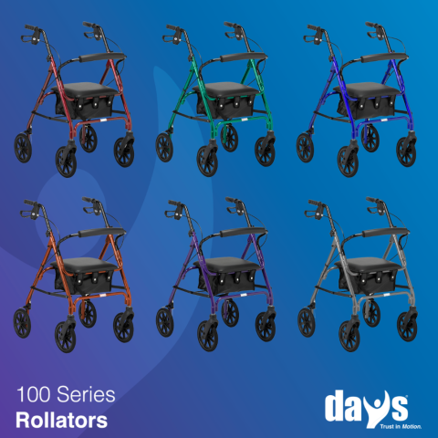 Days 100 Series Lightweight Rollator in all six Colours