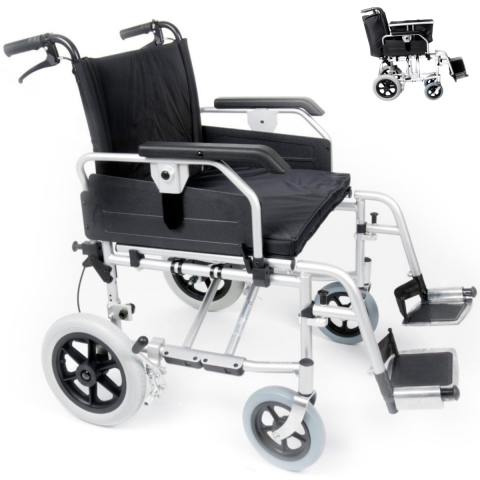 Esteem Heavy Duty Bariatric Transit Wheelchair with reinforced steel frame and attendant brakes