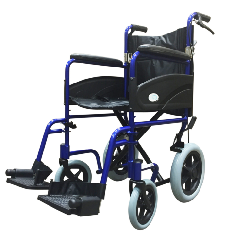 Z-Tec Mobility 601X Lightweight Folding Transit Wheelchair in Blue Frame Colour