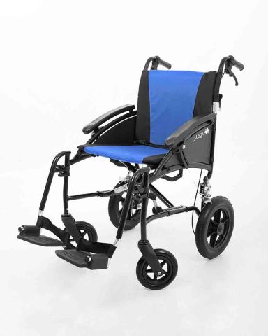 Side view of the Excel G-Logic Transit Wheelchair
