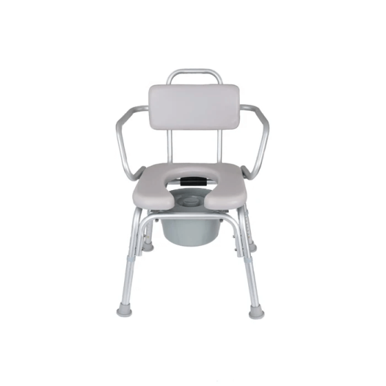 Shower chair with commode cheap cutout