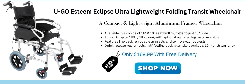 Ugo Esteem Eclipse Ultra Lightweight Folding Transit Wheelchair